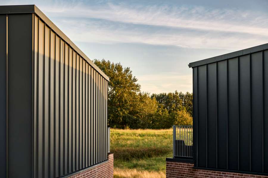 Historic forest gets a water lily neighbor clad with steel profiles, Åkandehaven, Langedam 1, 3250 Græsted, Denmark